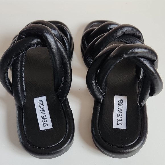 Steve Madden Tangil Sandal Women's Leather Women's Sandals Black Size 6.5 - Picture 4 of 11